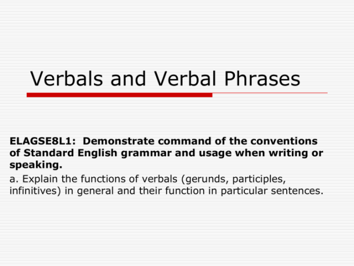 Verbals and verbal phrases practice