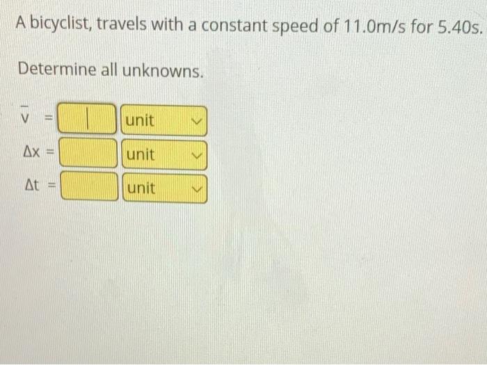 A bicyclist travels at a constant speed of 12